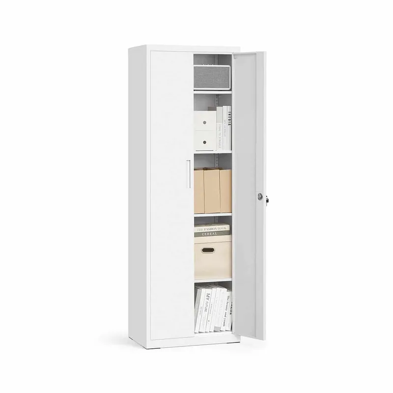 Aktenschrank mit 5 Ebenen 40 x 60 x 180 cm mattweiß Bestpreis