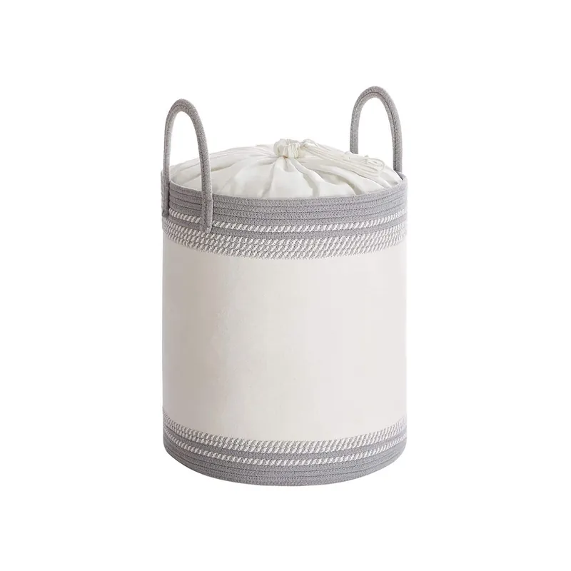 Wäschekorb 60 L mit Deckel und Griff 41 x 41 x 46 cm taubengrau Garantierte Lieferung