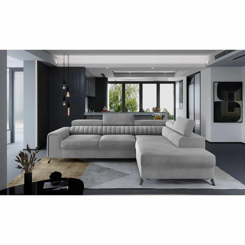 Ecksofa Laurence mit Schlaffunktion und Bettkasten - Monolith-Stoff Angebot