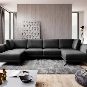 Angebot Wohnlandschaft Larco U-Form mit Schlaffunktion & Stauraum - Nube-Stoff