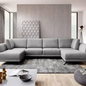 Wohnlandschaft Larco U-Form mit Schlaffunktion & Stauraum - Nube-Stoff Sonderaktion