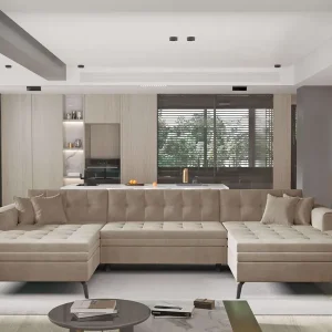 Vertizo Wohnlandschaft mit Schlaffunktion - Nube-Stoff Neu Im Sortiment