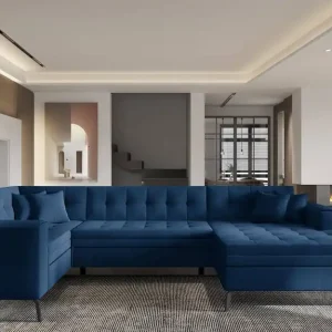 Knallerangebot Montez Wohnlandschaft mit Schlaffunktion - Nube-Stoff