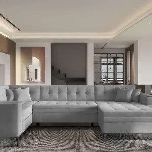 Montez Wohnlandschaft mit Schlaffunktion - Nube-Stoff Neu Im Sortiment