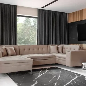 Sichere Zahlung Montez Wohnlandschaft mit Schlaffunktion - Nube-Stoff