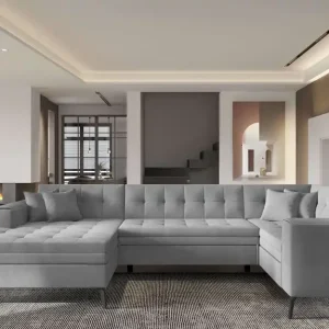 Montez Wohnlandschaft mit Schlaffunktion - Nube-Stoff Abverkauf