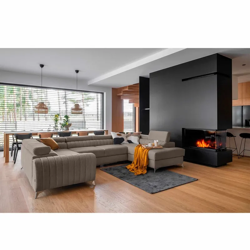 Nur Heute Louis Wohnlandschaft mit Schlaffunktion & Bettkasten - Poco-Stoff