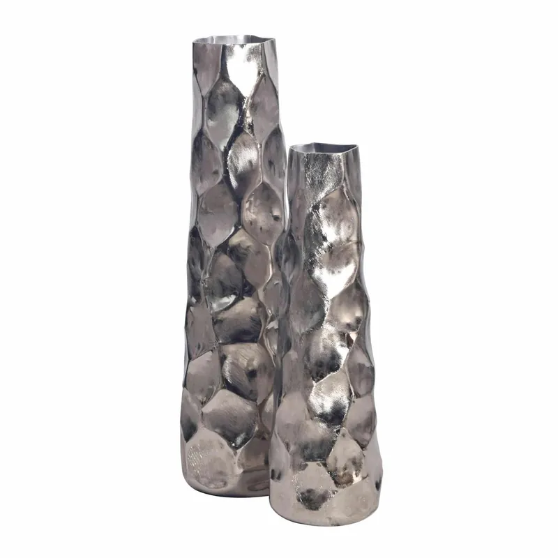 Direktkauf Deko Vase 2er Set Aluminium Silber Blumenvase Modern