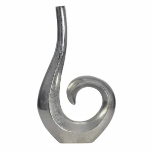 Deko Vase 47 cm Aluminium Silber Spirale Blumenvase Modern Klein Kostenloser Versand