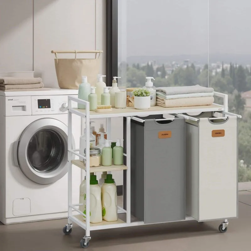 Wäschekorb 2 Fächer, Wäschesammler 100 L, Wäschesortierer Knallerangebot