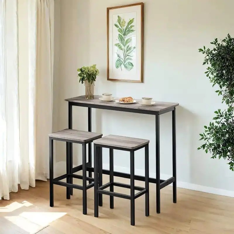 Stehtisch mit 2 Stühlen, Bartisch mit Barhocker Set, Essgruppe Neuheit