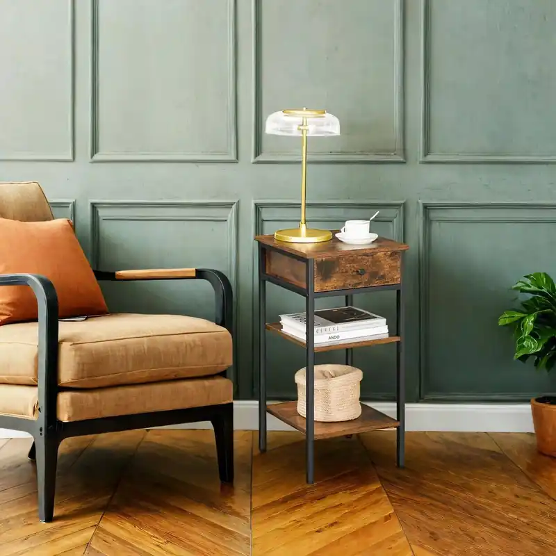 Nachttisch, Beistelltisch, Schublade und offene Fächer Online Kaufen