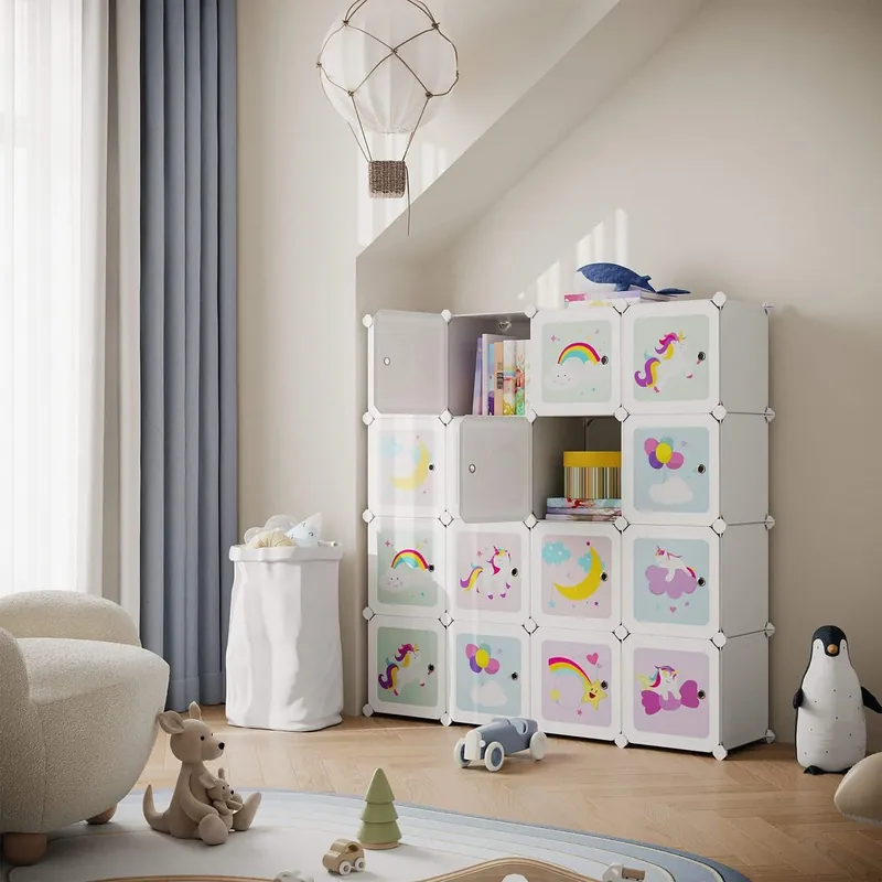 Regalsystem, Würfelregal mit 16 Würfeln, Türen Heißes Angebot