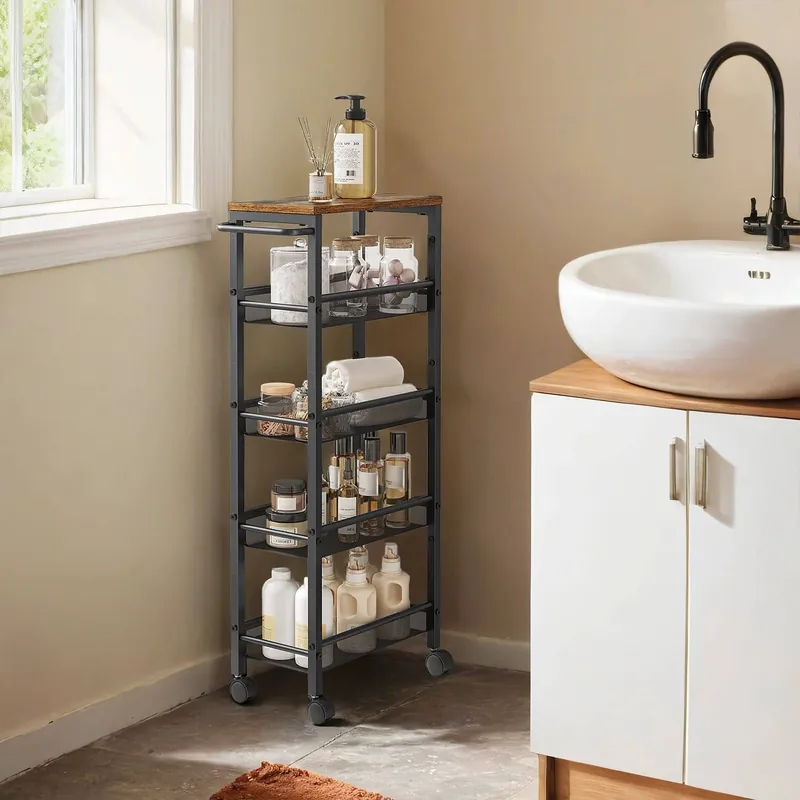 Neu Rollwagen 5 Ebenen, Küchenwagen schmal, Nischenregal