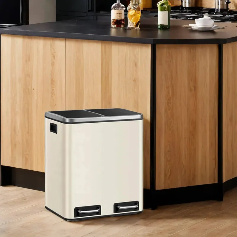 Mülleimer 2 x 15 Liter, Mülltrennsystem 2 Fächer, inklusive 15 Müllbeutel Schneller Versand