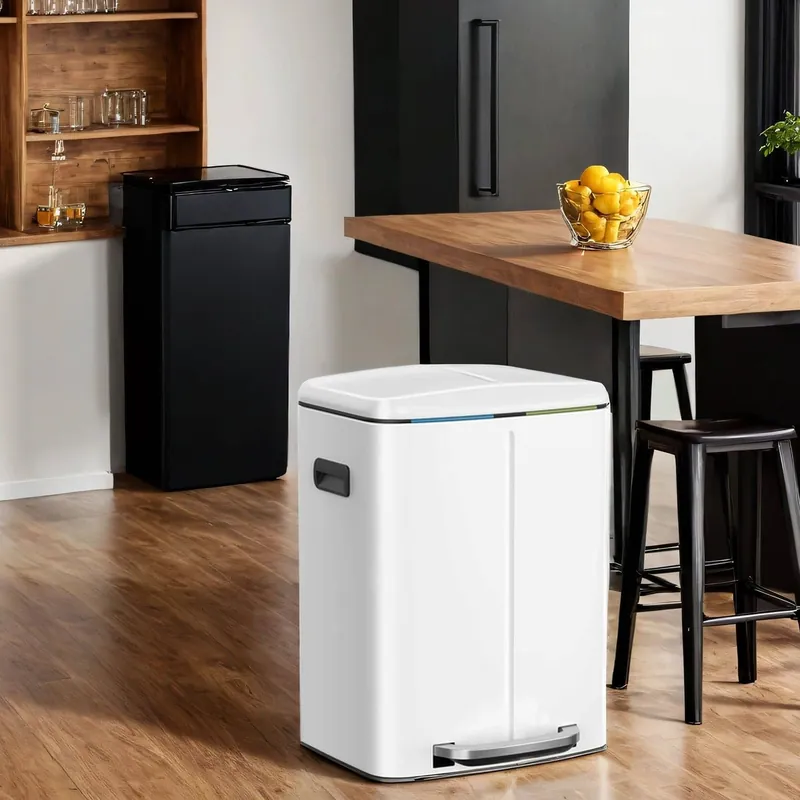 Mülleimer 2 x 20 L, Mülltrennsystem 2 Fächer, Abfalleimer Metall Jetzt Kaufen