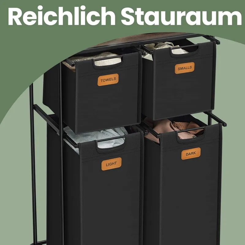 Neu Wäschekorb, Wäschesortierer mit Rädern, 150 L