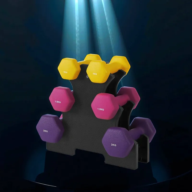 Kurzhantel-Set, Hexagon, mit Hantelständer Neu