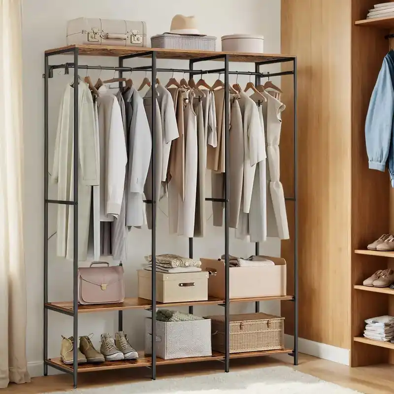 Rabatt Kleiderschrank offen, Kleiderständer, Garderobe mit Kleiderstange