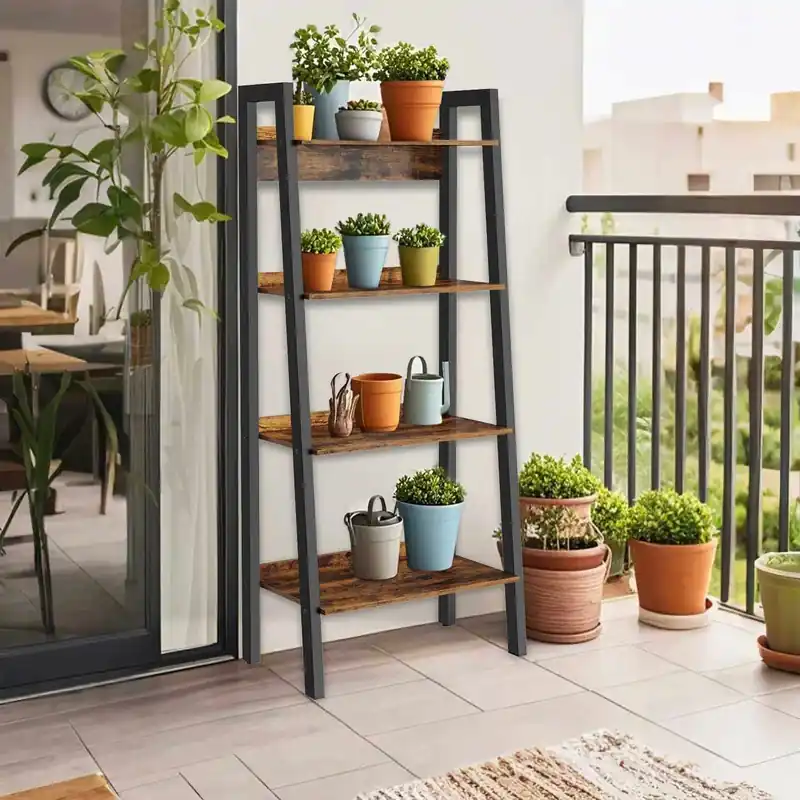 Mega-Angebot Bücherregal, Leiterregal 4 Ebenen, schmales Regal