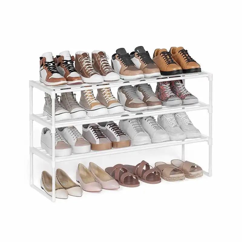 Angebot Schuhregal mit 3 Ebenen für 16-20 Paar Schuhe perlweiß