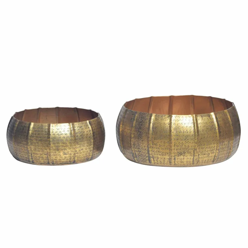 Pflanzgefäß 2er Set Metall Pflanzkübel Gold Schneller Versand