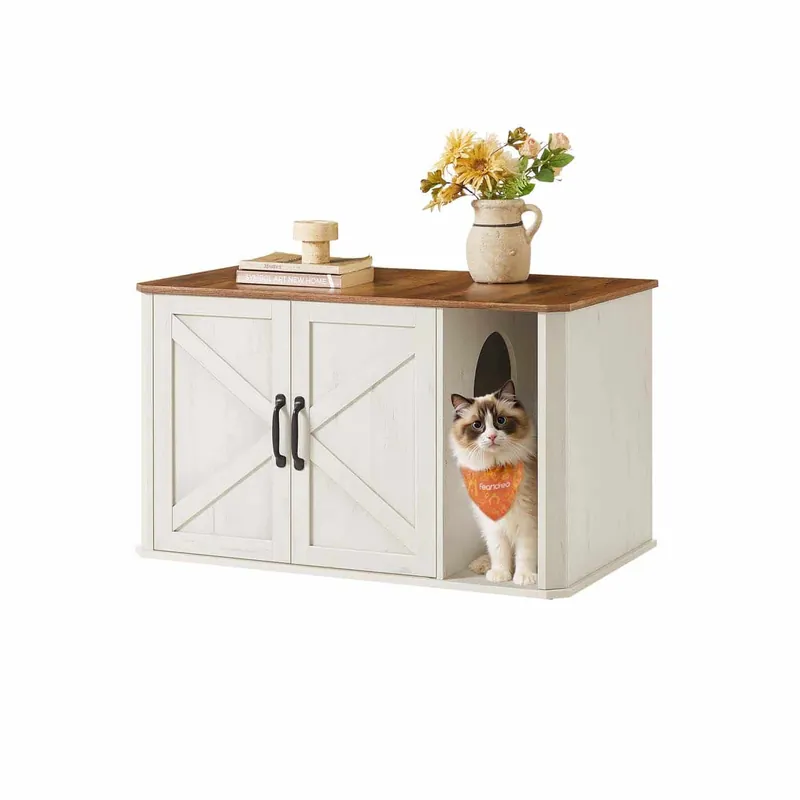 Highlight Katzenhaus mit Vordereingang 85 x 48,5 x 50 cm honigbraun-vintageweiß