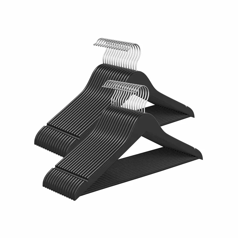 Top-Preis Holzbügel 30er Set mit 360° drehbaren Haken tintenschwarz