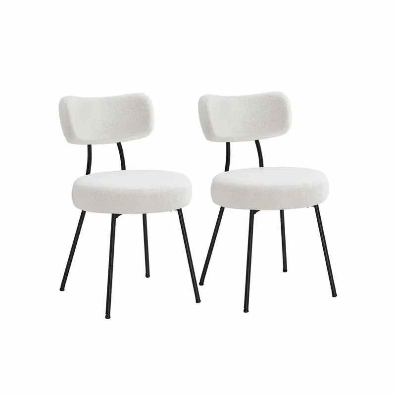 Versand Am Gleichen Tag Esszimmerstuhl 2er Set mit Fleece Oberfläche cremeweiß