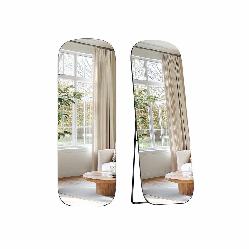 Ganzkörperspiegel mit runden Ecken 160 x 50 cm tintenschwarz Kostenloser Rückversand