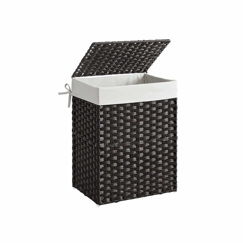 Wäschekorb aus Polyrattan Schwarz Online Kaufen