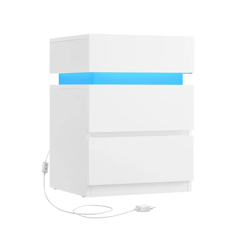 Expressversand Nachttisch mit LED-Beleuchtung, Beistelltisch, einstellbare Farben