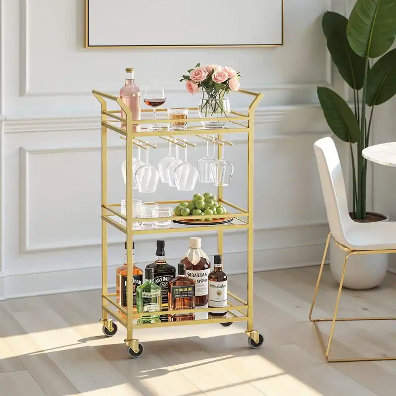 Jetzt Kaufen Servierwagen, Rollwagen mit 3 Ebenen, mit Rollen