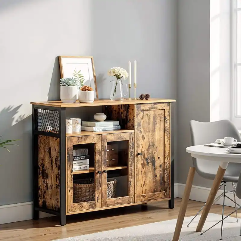 Bestpreis Sideboard mit 3 Türen, Küchenschrank, Aufbewahrungsschrank