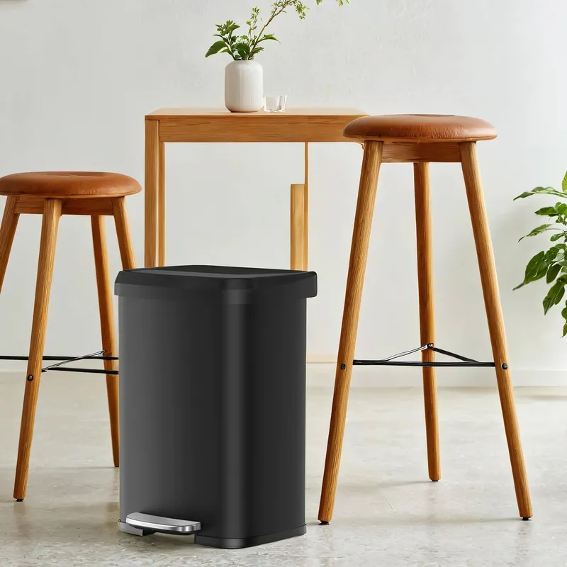 Mülleimer, 50 Liter Abfalleimer, Tretmülleimer aus Metall Garantierte Lieferung