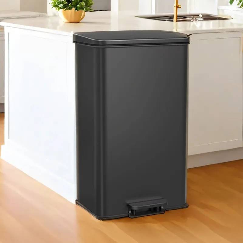 Mülleimer für Küche, großer Abfalleimer mit Deckel, aus Stahl Markenprodukt