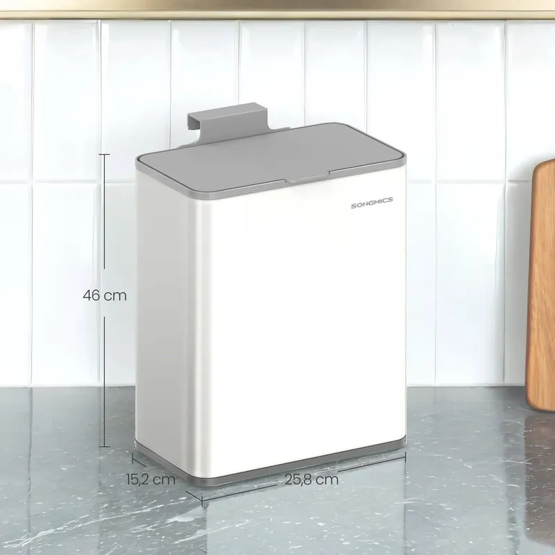 Versand Am Gleichen Tag Mülleimer hängend, 8 L Stahl-Abfalleimer mit Deckel für Biomüll, an der Schranktür oder Wand