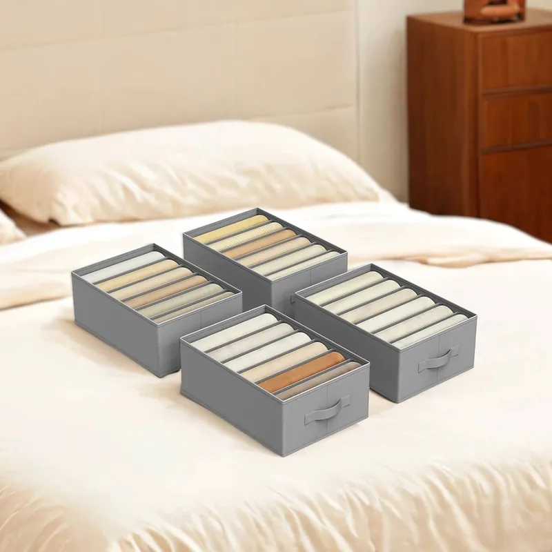 Direktkauf Kleiderschrank-Organizer, 4 er-Set, faltbare Schubladen-Organizer mit 6 Fächern