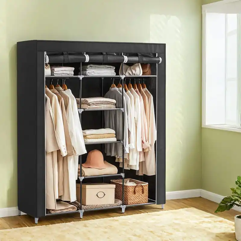 Bestpreis Stoffschrank 175 x 150 cm Schwarz