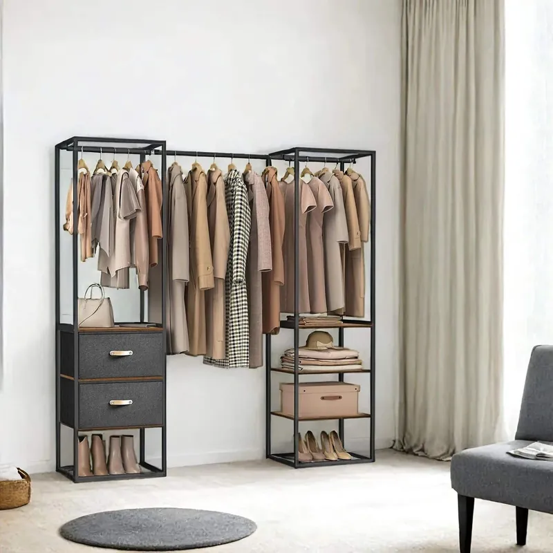 Kleiderständer mit 2 Schubladen und 4 Ablagen vintagebraun Billig