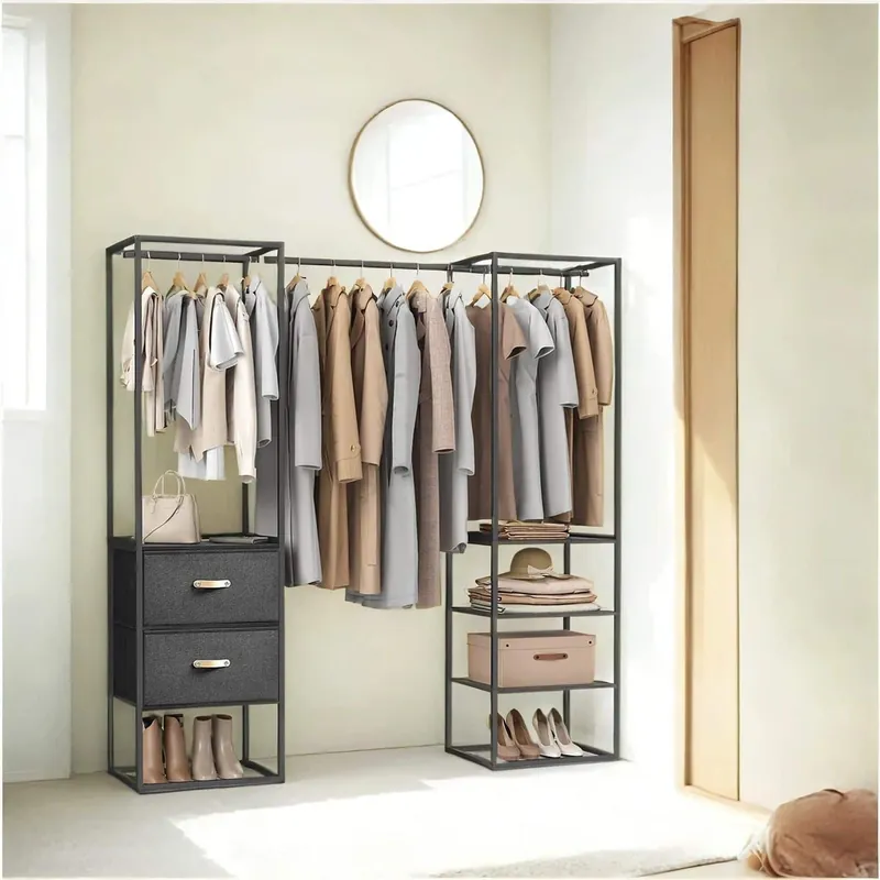 Kleiderständer mit 2 Schubladen ebenholzschwarz Begrenztes Angebot