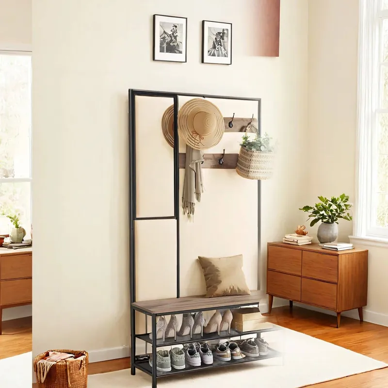 Echt Kleiderständer mit Haken und Spiegel Industrie-Stil