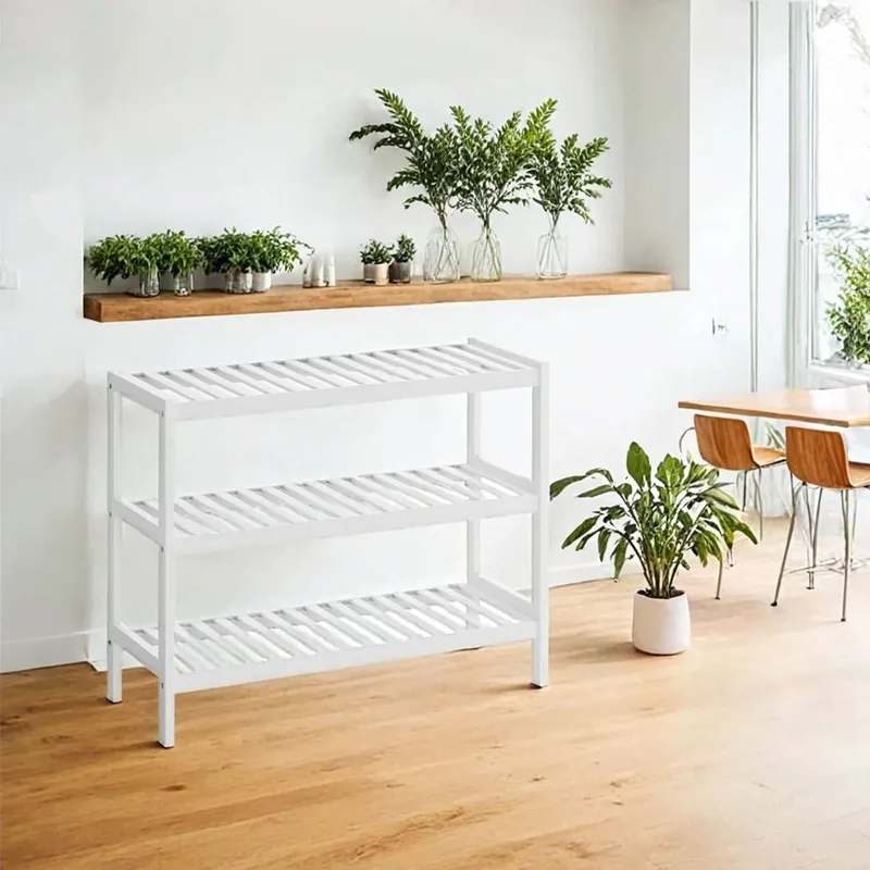 Schuhregal aus Bambus Weiß Finale Aktion