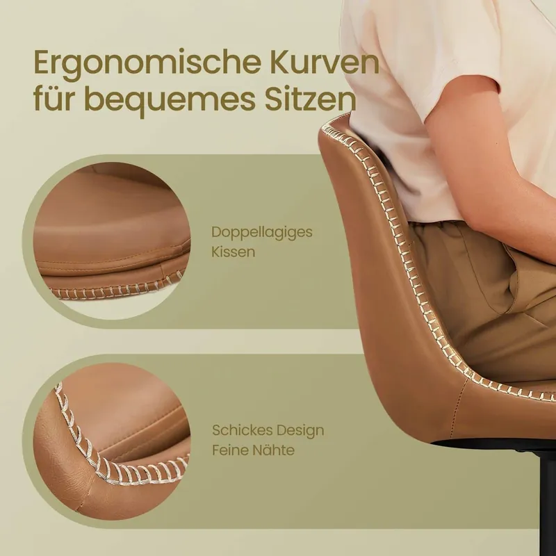 Direktkauf Barhocker 2er Set mit Rückenlehne karamellbraun