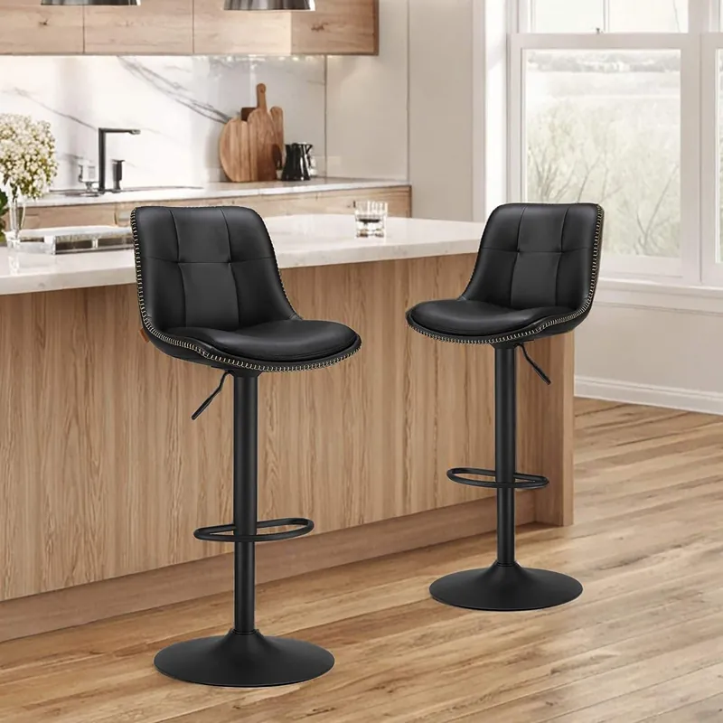 Kracherpreis Barhocker 2er Set mit Rückenlehne tintenschwarz