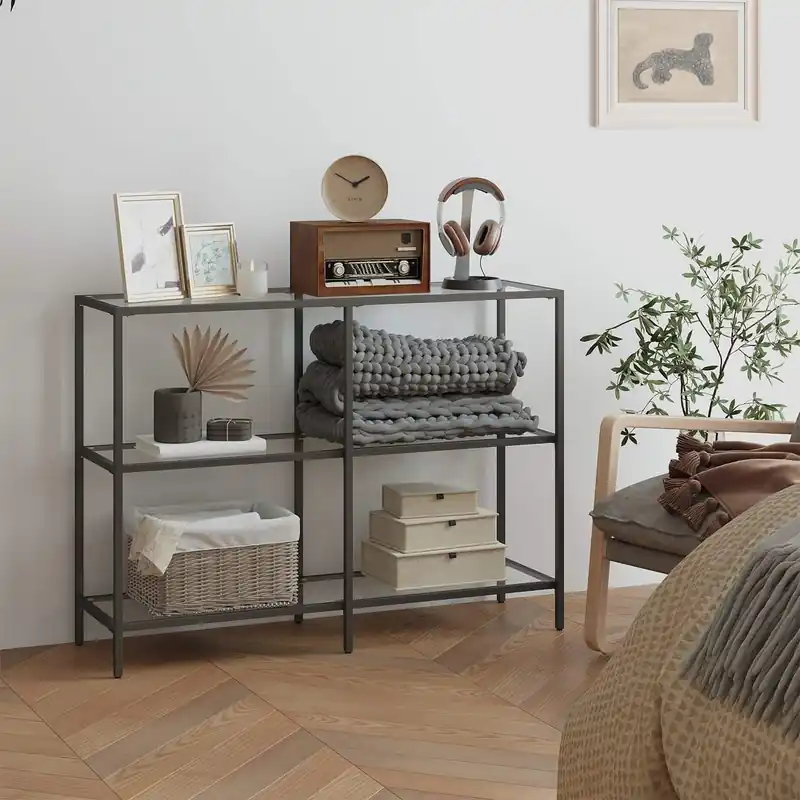 Beliebt Konsolentisch mit 3 Ebenen Schwarz