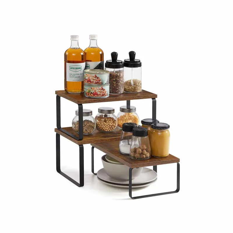 Gewürzregal 3er Set stapelbar und erweiterbar vintagebraun-mattschwarz Neue Kollektion