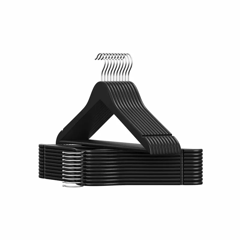 Holz-Kleiderbügel 20er Set mit 360° drehbaren Haken tintenschwarz Kostenloser Rückversand