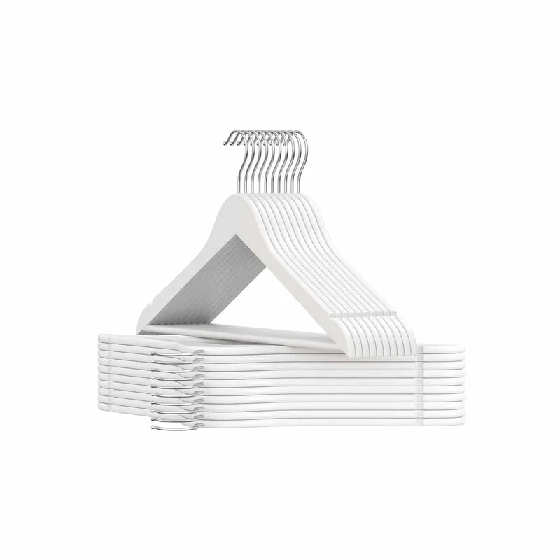 Nur Für Kurze Zeit Holz-Kleiderbügel 20er Set mit 360° drehbaren Haken wolkenweiß