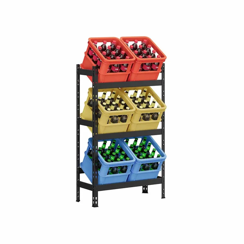 Getränkeregal aus Stahl mit 3 Ebenen tintenschwarz Billig